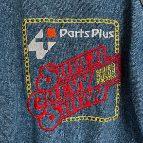 Vintage 90s Super Chevy Show Embroidered Denim Jacket Unisex LG USA - Picture 9 of 9